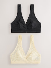 Black/Cream Ultimate Comfort Lace Bralettes 2 Pack - Image 7 of 11