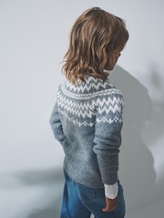 The Set Grey/Ecru Unisex Kids Family Fairilse Knit Jumper - Image 4 of 10