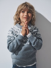 The Set Grey/Ecru Unisex Kids Family Fairilse Knit Jumper - Image 5 of 10