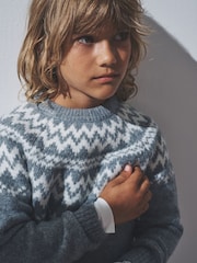 The Set Grey/Ecru Unisex Kids Family Fairilse Knit Jumper - Image 6 of 10