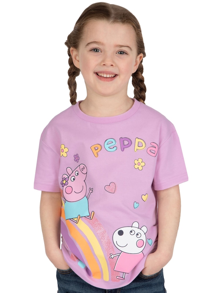 Character Purple Peppa Pig 100% Cotton T-Shirt - Image 1 of 11