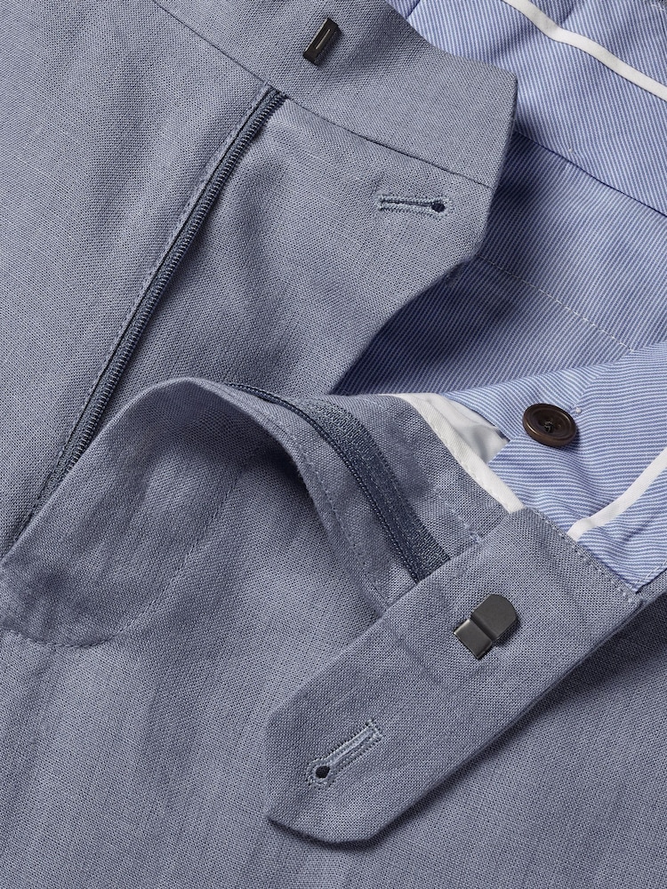 Charles Tyrwhitt Blue Slim Fit 100% Linen Trousers - Image 5 of 5