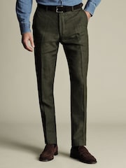 Charles Tyrwhitt Green Slim Fit Slim Fit 100% Linen Trousers - Image 1 of 5