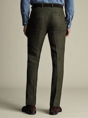 Charles Tyrwhitt Green Slim Fit Slim Fit 100% Linen Trousers - Image 2 of 5