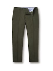 Charles Tyrwhitt Green Slim Fit Slim Fit 100% Linen Trousers - Image 4 of 5