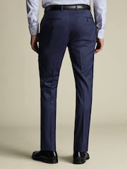 Синий - Charles Tyrwhitt Slim Fit Sharkskin Trousers - Изображение 2 из 4