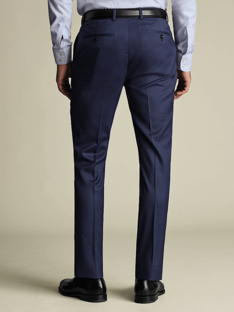 Синий - Charles Tyrwhitt Slim Fit Sharkskin Trousers - Изображение 2 из 4