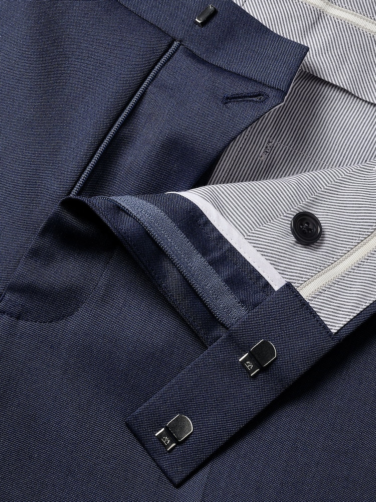 Синий - Charles Tyrwhitt Slim Fit Sharkskin Trousers - Изображение 4 из 4