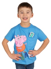 Character Blue Peppa Pig George Pig And Dinosaur 100% Cotton T-Shirt - Image 10 of 10