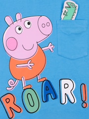 Character Blue Peppa Pig George Pig And Dinosaur 100% Cotton T-Shirt - Image 2 of 10