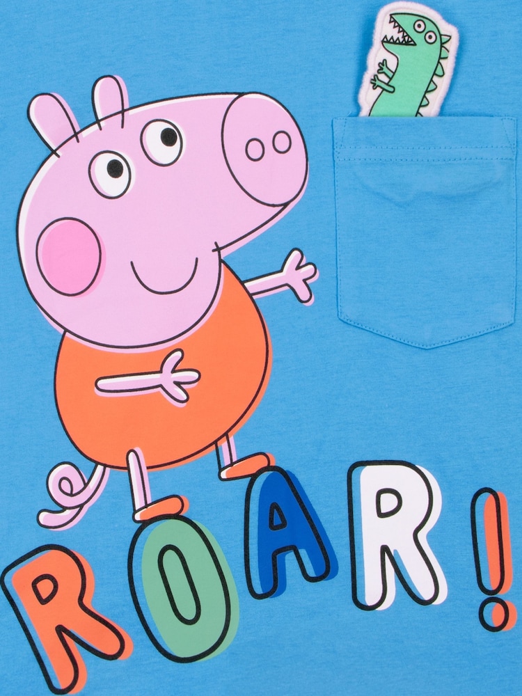 Character Blue Peppa Pig George Pig And Dinosaur 100% Cotton T-Shirt - Image 2 of 10