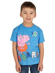 Character Blue Peppa Pig George Pig And Dinosaur 100% Cotton T-Shirt - Image 7 of 10