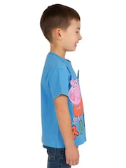 Character Blue Peppa Pig George Pig And Dinosaur 100% Cotton T-Shirt - Image 8 of 10