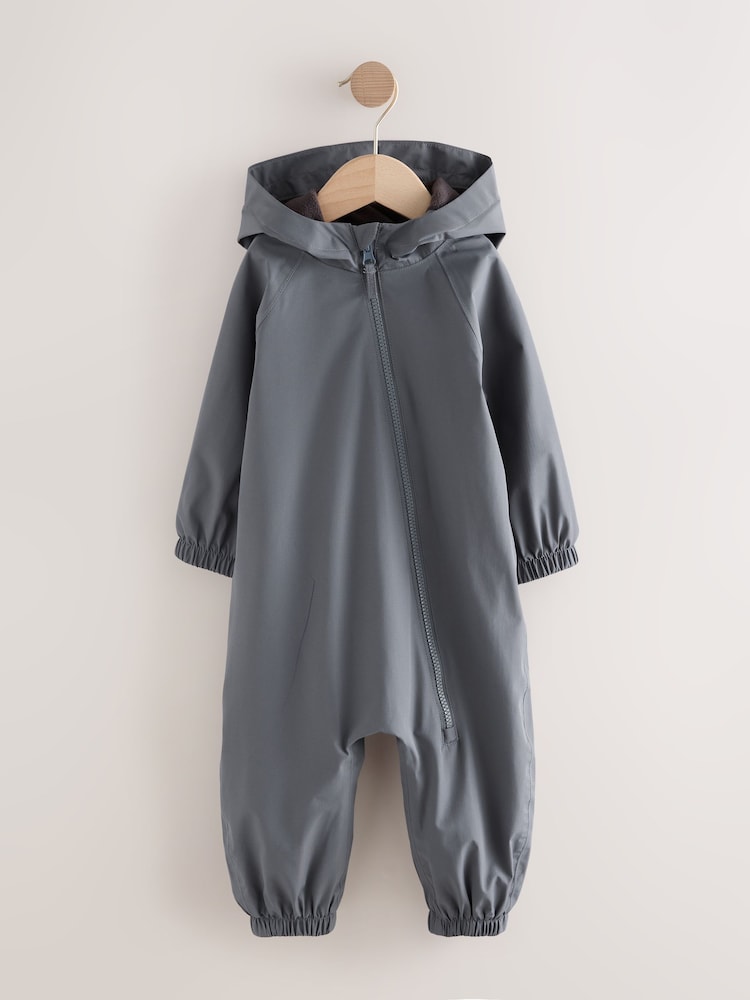 Grey Waterproof Fleece Lined Puddlesuit (3mths-7yrs) - Image 1 of 5 Grey Waterproof Fleece Lined Puddlesuit (3mths-7yrs) - Image 1 of 5