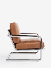 Vintaged Faux Leather Light Brown Piper Metal Accent Chair - Image 6 of 9