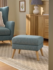 Chunky Marl Mid Blue Pendry Storage Footstool - Image 1 of 10