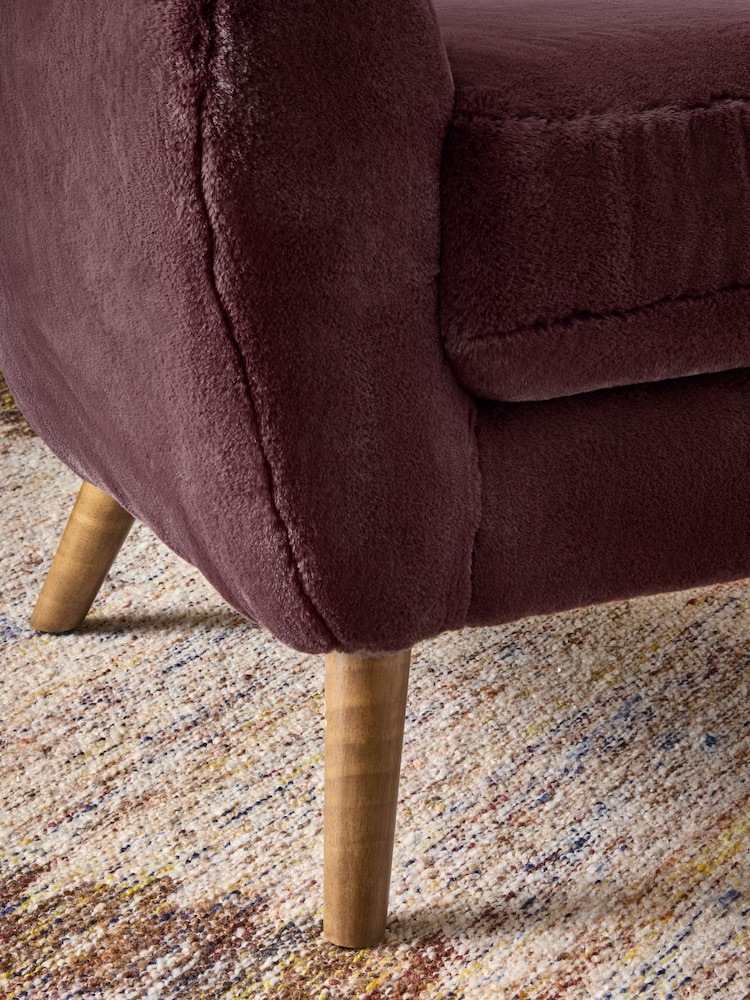 Oslo Faux Fur Burgundy Brown Wilson Large Highback Armchair - Image 2 of 8 Oslo Faux Fur Burgundy Brown Wilson Large Highback Armchair - Image 2 of 8