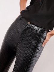 Lipsy Woven Black Faux Leather Straight Leg Trousers - Image 4 of 4