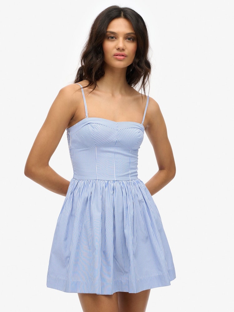 Superdry Light Blue Corset Cami Mini Dress - Image 1 of 7