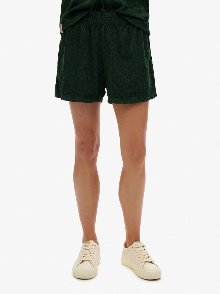 Superdry Green Country Club Towelling Shorts - Image 2 of 6