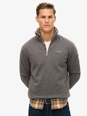 Superdry Grey Essential Logo Half Zip Sweat Top - Image 1 of 5