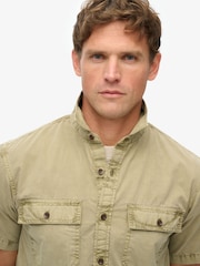 Superdry Natural Military Short Sleeve 100% Cotton Shirt - Image 3 of 5