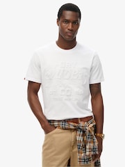 Superdry White Relaxed 100% Cotton Workwear Embossed T-Shirt - Image 1 of 4