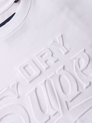 Superdry White Relaxed 100% Cotton Workwear Embossed T-Shirt - Image 4 of 4