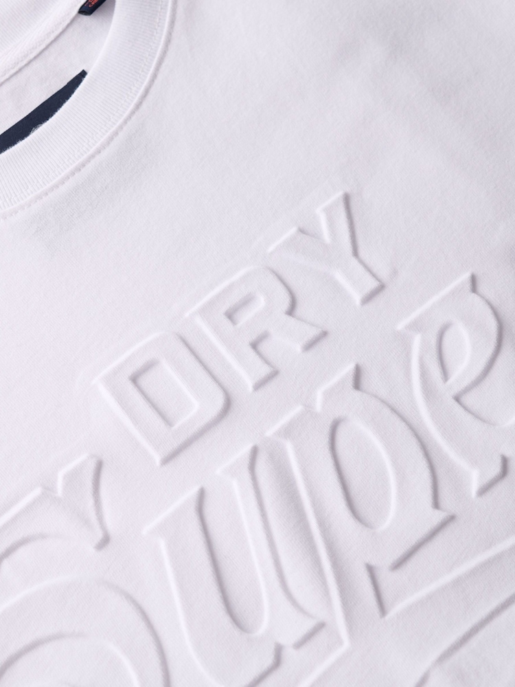 Superdry White Relaxed 100% Cotton Workwear Embossed T-Shirt - Image 4 of 4