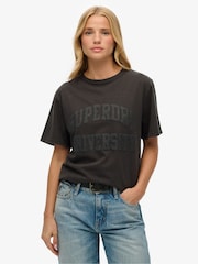 Superdry Grey Oversized Athletic Tonal 100% Cotton T-Shirt - Image 1 of 5