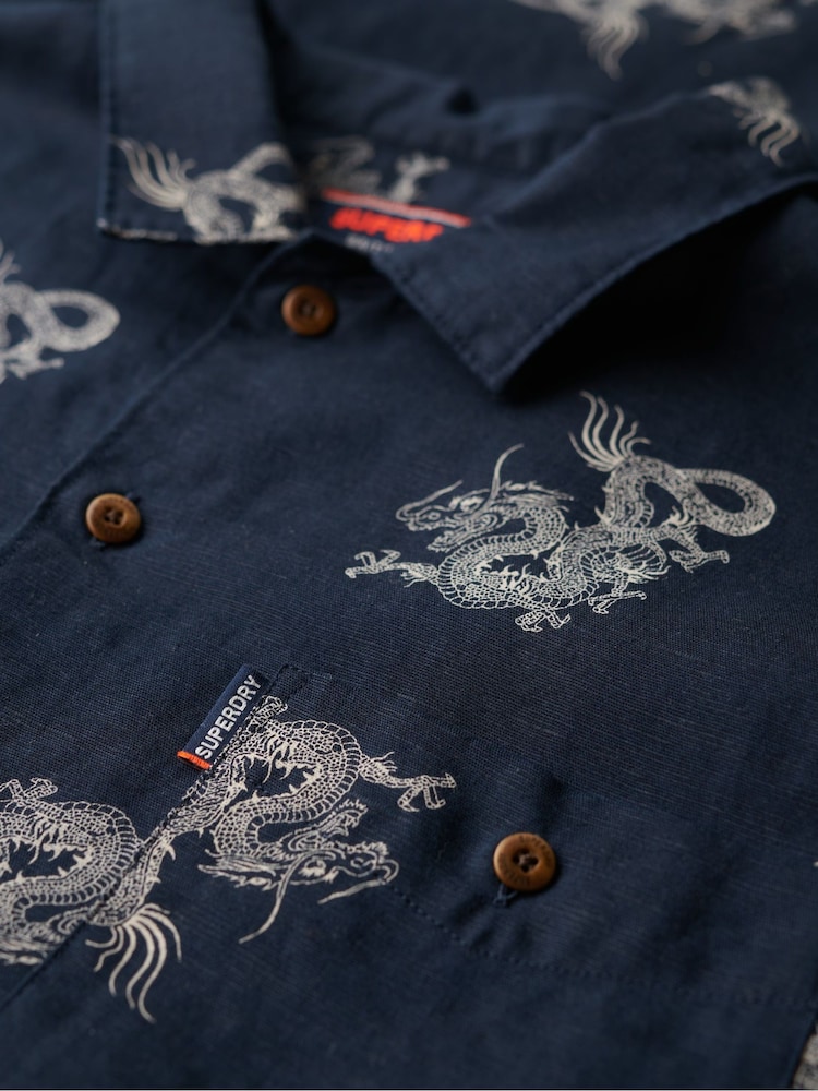 Superdry Blue Short Sleeve Beach Shirt - Image 5 of 5