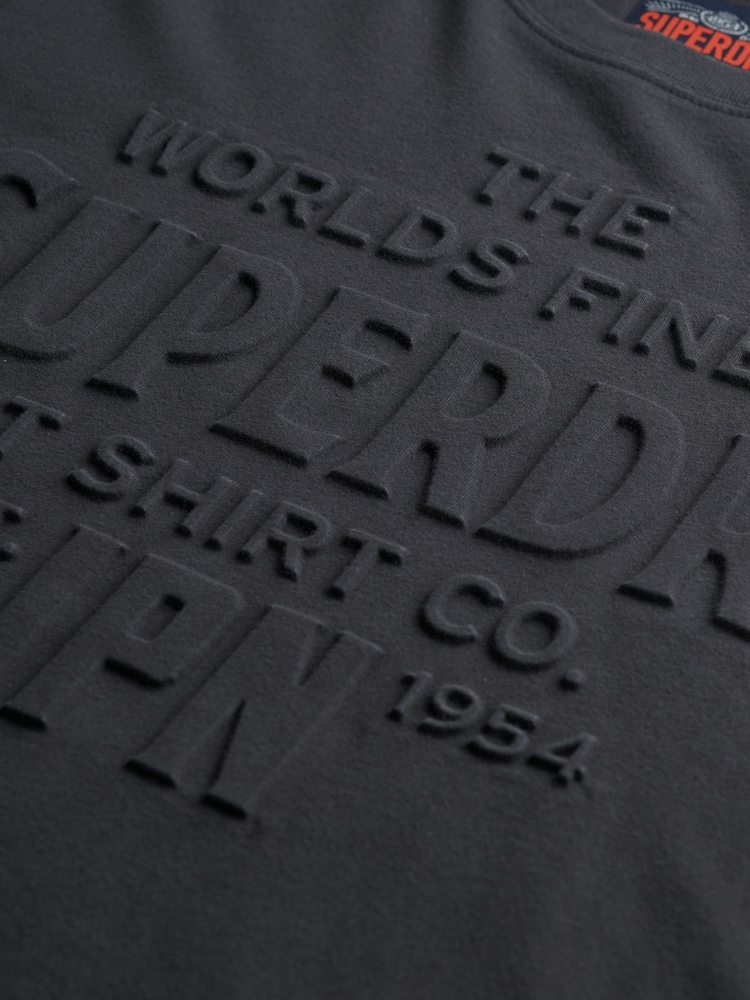 Superdry Black Relaxed 100% Cotton Workwear Embossed T-Shirt - Image 4 of 4