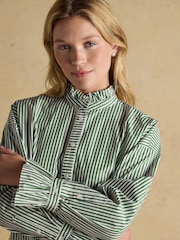 Joules Mae Green/White Frill Neck Shirt - Image 4 of 6