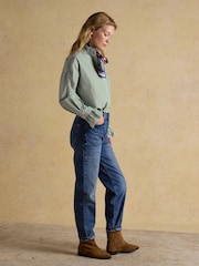 Joules Mae Green/White Frill Neck Shirt - Image 5 of 6