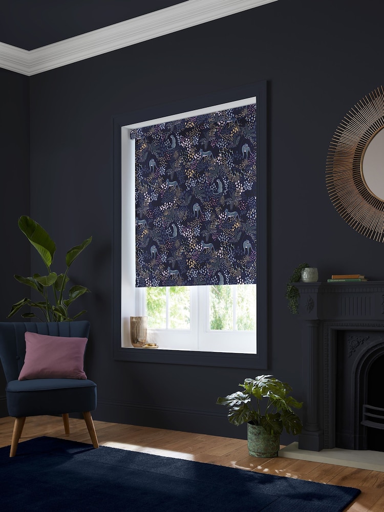 Sara Miller Midnight Blue Leopard Made to Measure Roller Blind - Image 2 of 6