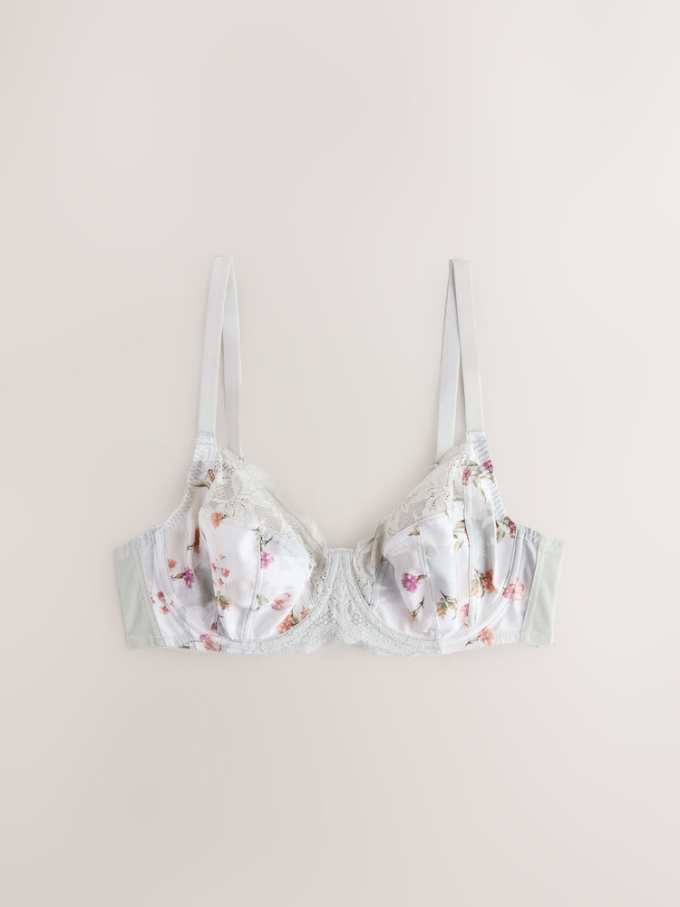 Pink/Cream/Green Floral DD+ Non Pad Full Cup Bras 3 Pack - Image 11 of 11 Pink/Cream/Green Floral DD+ Non Pad Full Cup Bras 3 Pack - Image 11 of 11