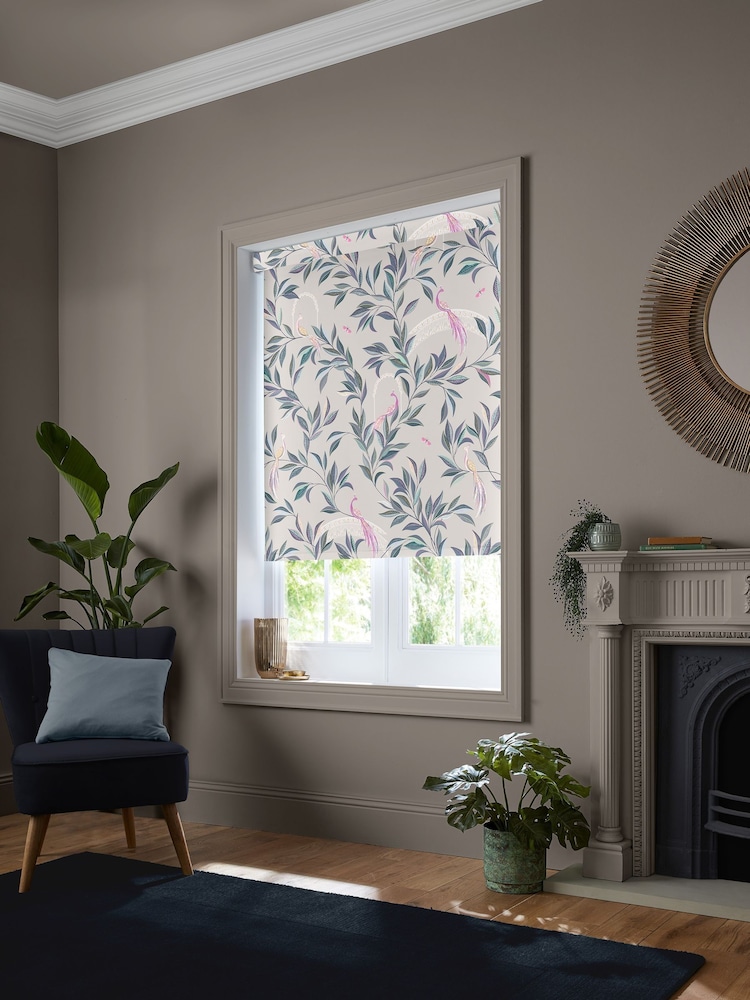 Sara Miller Warm Grey Ornamental Peacock Made to Measure Roller Blind - Image 2 of 6