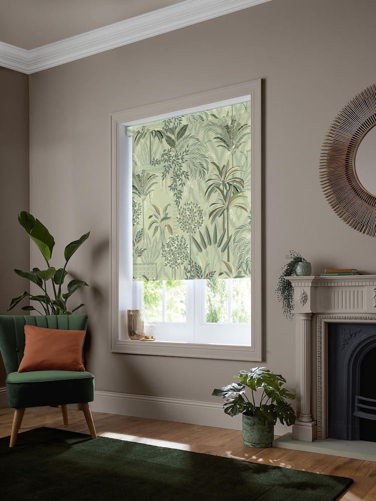 Sara Miller Soft Olive Green Palm Garden Made to Measure Roller Blind - Image 2 of 5