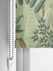 Sara Miller Soft Olive Green Palm Garden Border Made to Measure Roller Blind - Image 3 of 6