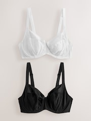 Black/White DD+ Non Pad Balcony Smoothing Animal Mesh Underwired With Side Support Bras 2 Pack - Image 1 of 8