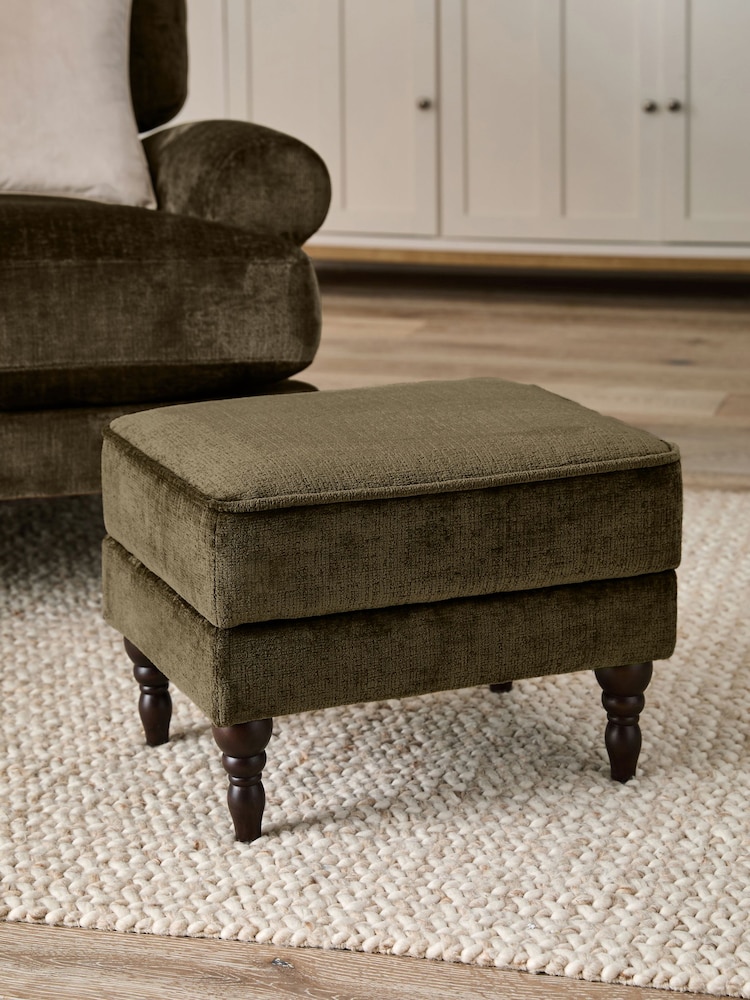 Plush Chenille Moss Green Sherlock Storage Footstool - Image 1 of 8 Plush Chenille Moss Green Sherlock Storage Footstool - Image 1 of 8