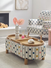 Chunky Stripe Geo Grey Ashton Upholstered Large Storage Stool - Image 1 of 11