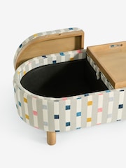 Chunky Stripe Geo Grey Ashton Upholstered Large Storage Stool - Image 10 of 11