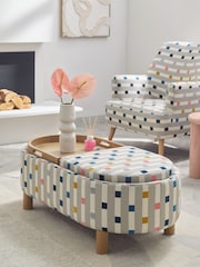 Chunky Stripe Geo Grey Ashton Upholstered Large Storage Stool - Image 2 of 11