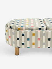 Chunky Stripe Geo Grey Ashton Upholstered Large Storage Stool - Image 9 of 11