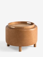 Vintaged Faux Leather Light Brown Ashton Upholstered Storage Stool - Image 7 of 9