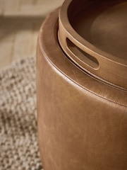 Vintaged Faux Leather Light Brown Ashton Upholstered Storage Stool - Image 8 of 9