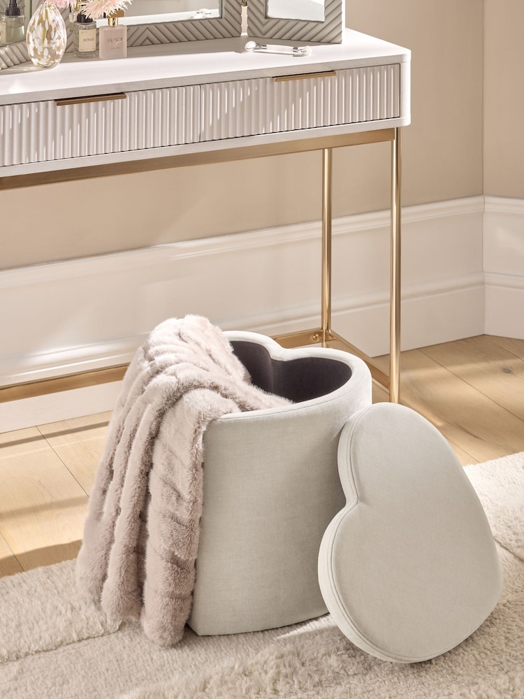 Opulent Chenille Pebble Natural Valentine Storage Stool - Image 2 of 9 Opulent Chenille Pebble Natural Valentine Storage Stool - Image 2 of 9