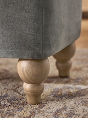 Buttoned Fine Chenille Mid Grey Albury Small Footstool - Image 3 of 11