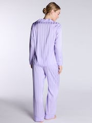 Boux Avenue Purple Luxe Satin Stripe Long Pyjamas Set - صورة 2 من 5